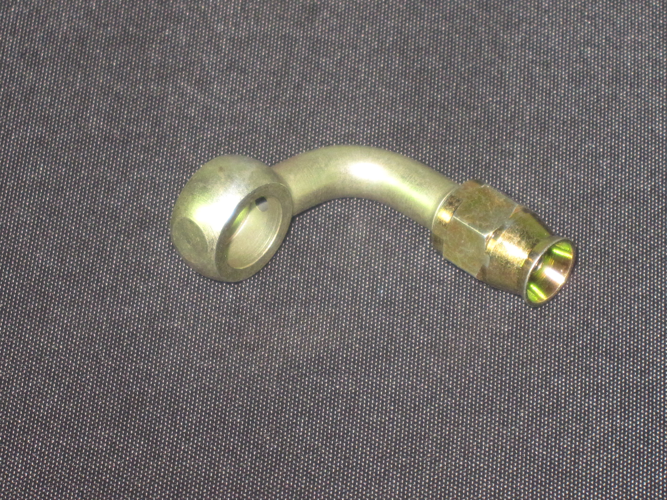 (image for) 90 DEG BENT EXTENDED NECK -3 HOSE END W/ 3/8 OR M10 HOLE SIZE OE
